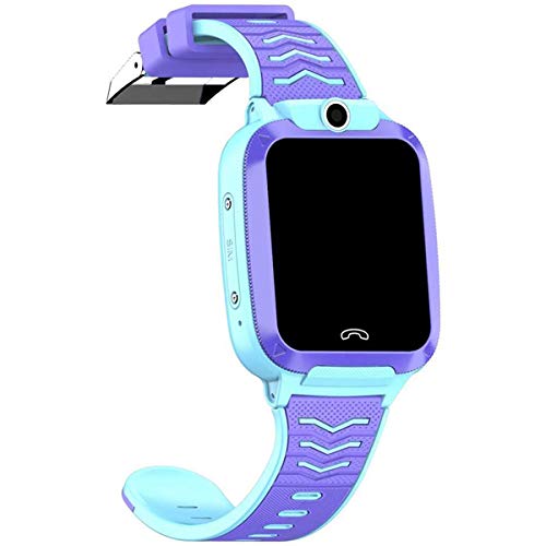 HAJZF Téléphone Enfants GPS 4G Smartwatch, SOS Réveil Temps Caméra Deux Appel À L'écran Tactile Montre, Localisant des Trajectoires De Mouvement en Temps Réel,Bleu