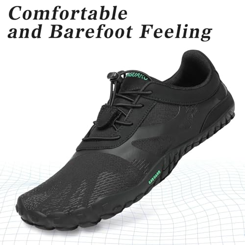 Foto von SAGUARO Barfußschuhe Herren Damen Traillaufschuhe Outdoor & Indoor Training Fitnessschuhe Wander Wald Strand Straße Laufschuhe Walkingschuhe Schnell Trocknend Badeschuhe, Öl Schwarz, 46 EU