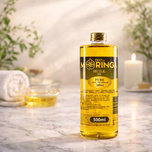 Zest Of Moringa Face Oil For Anti - Aging Wrinkles | Moringa Oil For Skin Care, Hair Care, Acne Treatment & Eczema Essential Oil | 100% Pure & Organic | 500 ML