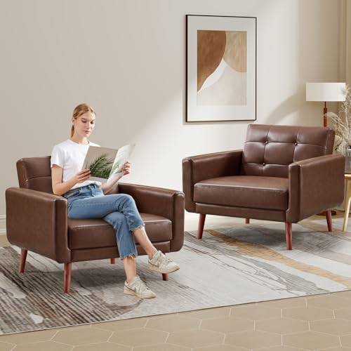 Sillón Plegable Marrón de Cuero Retro miniatura 2
