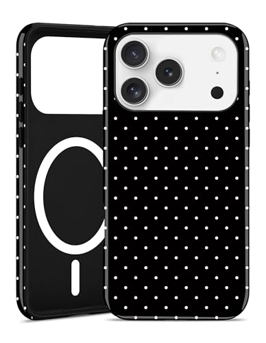 Coque iPhone 17 Pro Max antichoc et MagSafe design à pois noirs