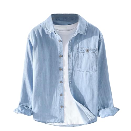 Camisa vaquera de manga larga con lavado fino duradero estilo americano