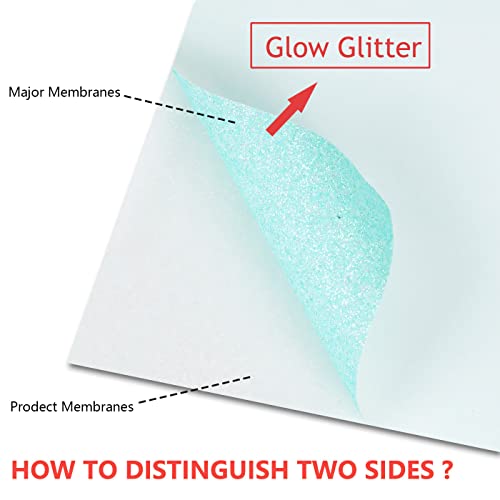 Image of guangyintong Heat Transfer Vinyl Glow Glitter HTV Rolls, Cyan 12 inch x 5ft