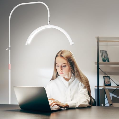 Image of Half Moon Light for Lash Tech, Flexible Lash Lamp with Phone Holder for Eyelash Nail Art Tattoos Skincare, 5 Color Temperatures & Brightness Setting LED Floor Lamp Esthetician Light