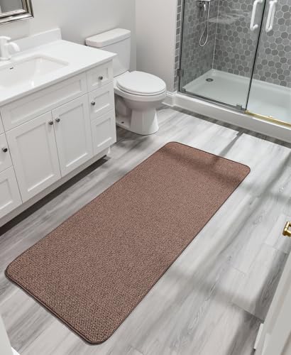 Image of Bosap Bath Mat,Ultra Thin Bathroom Runner Rugs,Large Bath Mats for Bathroom,Quick Dry,Non-Slip,Machine Washable,Low Pile,Bath Rug,Shower Outside,Sink,Home Decor Accessories.Brown,3'x5'(36x60inch)