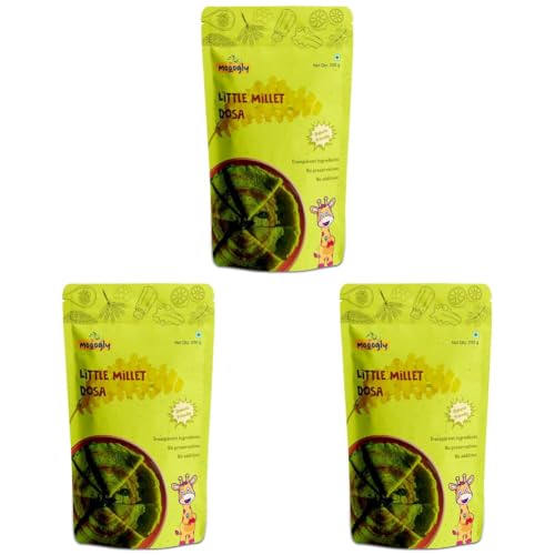 Image of Mooogly Little Millet Dosa Mix 200g - Instant Breakfast Dosa Mix, Made with Spinach, Banana Stem & Urad Dal, High Protein, Iron-Rich, Fiber-Packed, No Maida, No Preservatives, Ready to Cook Healthy Chilla Mix