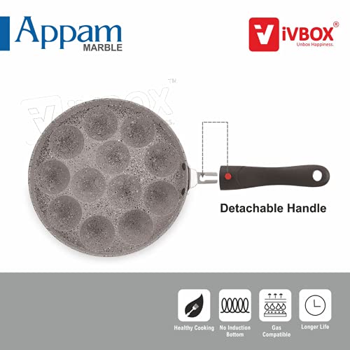 Image of ivbox Max-Eco Appa Patra Heavy-Base Non Stick 12-Cavity Appam Maker Pan (Grey)