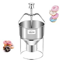VEVOR Donut-Teigspender manueller Donut-Trichter mit großer Kapazität (2,4 L), kommerzieller Teigspender aus Edelstahl 304 und mit 6 Dickeneinstellungen & Ständer, für Cafés Bäckereien Küchen