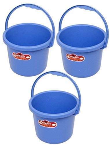 Bharat Sales Corp. Unbreakable Plastic Bucket 5 litres (Blue)- Set of 3|Bathing|Cleaning Bucket