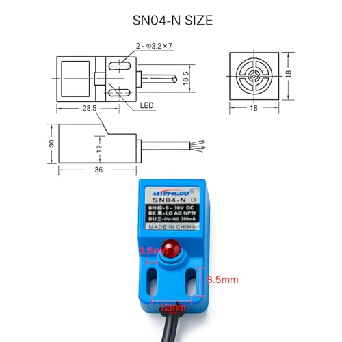 Image of Gebildet Inductive Proximity Sensor SN04-N NPN NO Normally Open Detection Approach Switch with SN Bracket (Blue, 2 Pack)