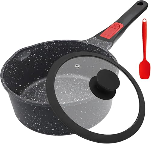 Bobikuke Non Stick Sauce Pan, 2.5 Qt Saucepan with Lid,