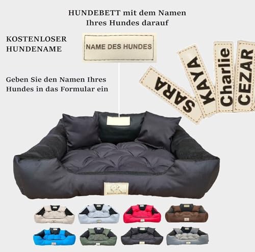 KING DOG Hundebett Sehr Grosse Hunde Waschbar XXL 130 x 105 cm Hundekissen Haustierbett Hundekorb Personalisiert - Name des Hundes Wasserdichtes Material Silikon Füllung Schwarz