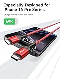 JSAUX 100W USB C to USB C Cable (2-Pack 6.6FT+6.6FT), USBC Type-C Carplay Cable 5A Fast Charging Cord Compatible with iPhone 16 Plus/16 Pro/15 Pro Max Samsung S24 S23 Z-flip 6 MacBook Air iPad Pro Red
