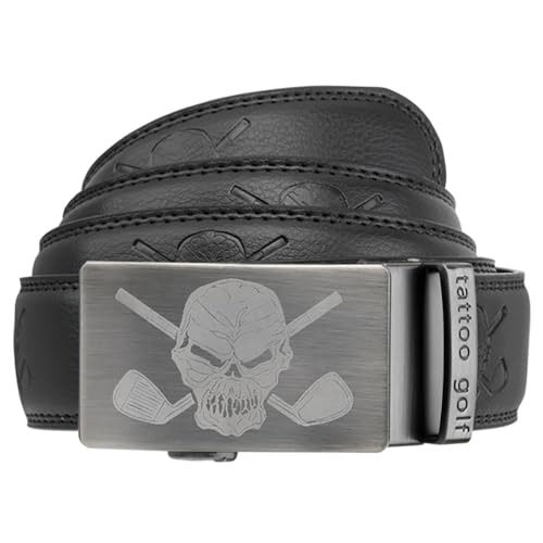 Tattoo Golf Black Leather Ratchet Belt One Size Fits Most