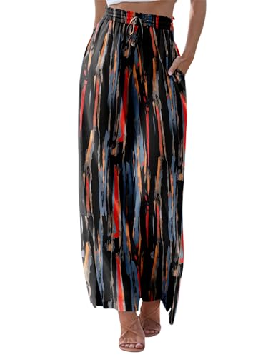 CHICZONE Women Drawstring Pants Lounge Pants Waist Wide Leg Palazzo Boho Trousers Loose Fit with Pockets