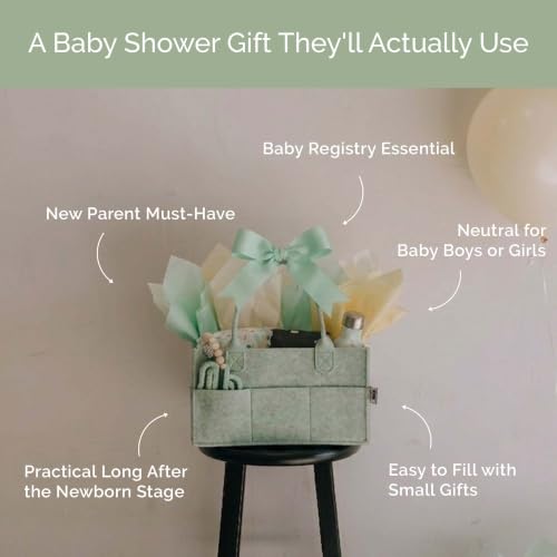 Image of Parker Baby Diaper Caddy - Nursery Storage Bin and Car Organizer for Diapers and Baby Wipes - Sage Green, Large (Pack of 2)