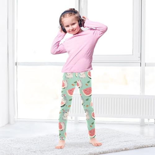 ALAZA Girls' Leggings Children's Yoga Pants Skinny Printed Dance Watermelon Hamster Comfortable 4T3