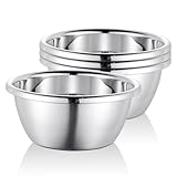 CAMBUY Stainless Steel Salad Bowls 54Oz Large Lightweight Unbreakable Cereal Bowls Set Non-Toxin Dishwasher Safe BPA Free and Healthy (4)