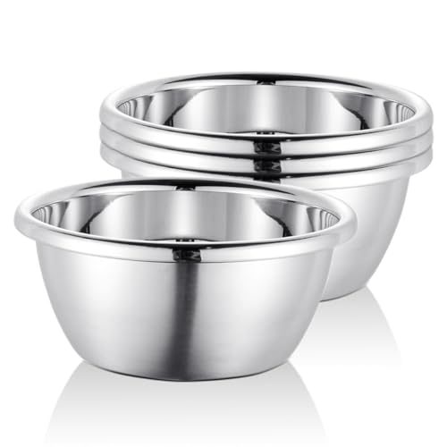 CAMBUY Stainless Steel Salad Bowls 54Oz Large Lightweight Unbreakable Cereal Bowls Set Non-Toxin Dishwasher Safe BPA Free and Healthy (4)