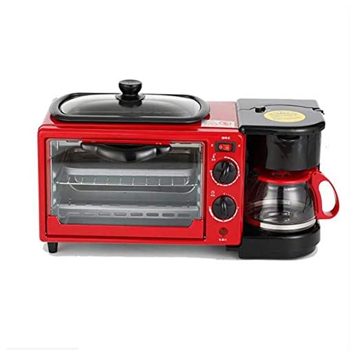 New House Kitchen Horno De Convección para Encimera De Tostadora De Acero Inoxidable con Control De Temperatura Múltiple, Máquina De Desayuno Eléctrica 3 En 1, Cafetera para El Hogar