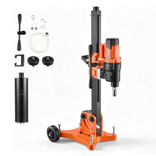 Image of VEVOR Diamond Core Drilling Machine Dry and Wet 0.8 inch-12 inch Drilling Capacity | 5-inch Wet Drill Bit, Tiltable Stand & Wheeled Base, 3200W 2-Speed 800RPM /430RPM, UNC1 1 /4-7 Thread for Concrete Brick Stone
