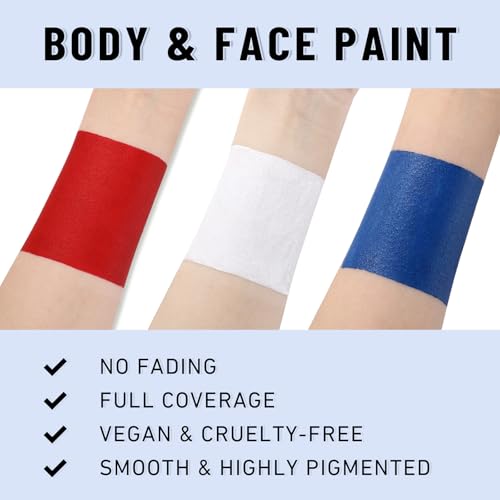 Image of BADCOLOR France Red White Blue Face Body Paint Stick Set, Waterproof Sweatproof Oil Based Facepaint for Paraguay Netherlands Australia Football, Rugby, Softball, Baseball, Lacrosse, Sports Accessories