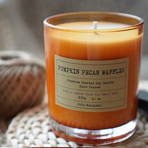 100% Soy, Highly Scented, Hand Poured Soy Candle, 8.1 Oz (Pumpkin Pecan Waffles) #TOP1