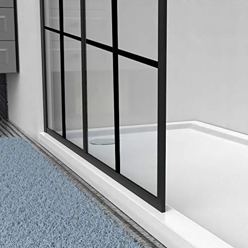 Goodyo 46" X 72" Shower Door Clear Tempered Glass Framed Shower Screen Walk-In Black Finish #TOP3