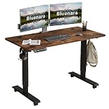 Bluenara Schreibtisch Höhenverstellbar Elektrisch, Stehschreibtisch mit Memory-Steuerung und Anti-Kollisions Technologie, Schwarz Rahmen/Braun Oberfläche (Rustikales Braun, 120X60)