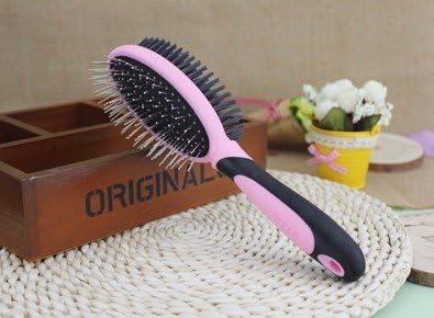 Double-sided dual-use pet comb beauty round head wire pet brush comb,Pink