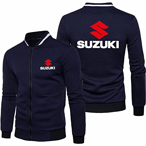 Veste à col montant cardigan mince pour hommes - SUZUKI Print outwear Sweats à manches longues Printemps Été Full Zip Coats sports Tops(Color:blue,Size:5XL)