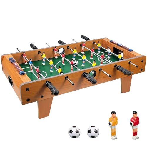 Crystals Wooden Table Football Game Tabletop Foosball Soccer Game for Kids & Adults Compact Table Top Football with Accessories Fun Family Party Game & Xmas Gift Idea
