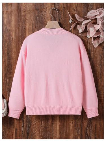 SweatyRocks Girl's 3D Floral Sweaters Long Sleeve Crewneck Knitted Cute Pullover Tops2