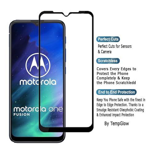 Image of Screen Protector for Motorola Moto One Fusion (Black) (2024) (2023) Tempered Glass Edge-to-Edge 6D Screen Guard With Installation Kit