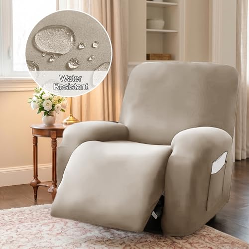 Image of Eco-Ancheng Recliner Slipcovers 4-Pieces Lazyboy Recliner Covers Recliner Couch Covers Recliner Chair Cover Non Slip Reclining Slipcovers with Storage Pockets Furniture Protector for Living Room,21