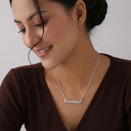 Image of TRUESILVER ACPL Personalized 925 Sterling Silver Name Necklace for Women & Girls | Customized Name Pendant Necklace | Custom Jewelry Gift for Birthday Anniversary Wedding