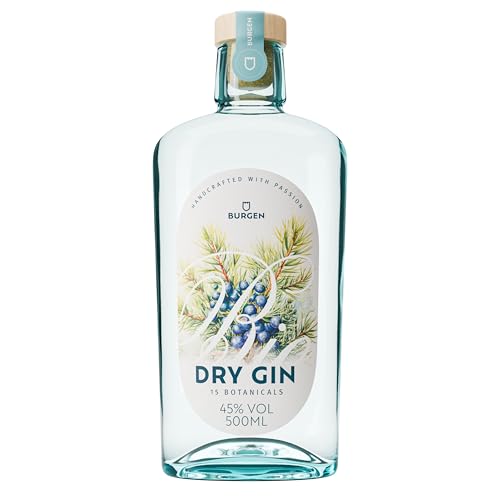 Burgen Bio Dry Gin – Bio Gin mit Wacholder, Orange, Grapefruit & Lavendel – Fruchtig-herb & Handwerklich Destilliert, 0,5L