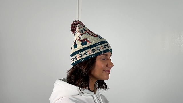 Christmas Knit Beanie Hat – Festive Snowman Design, Cuffed & Pompom, One Size Fits Most Adults