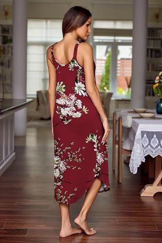 Image of Ekouaer Women's Sleeveless Nightgown Long Nightgowns for Women Full Slip Soft Nightshirt Wide Strap Sleepwear Lounge Dresses