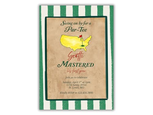 Golf Par-Tee Birthday Invitation, First Birthday Boys Golf Theme Party, Editable 5X7 Invite