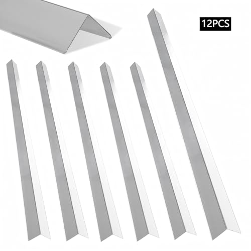 Image of 12-Piece Set, Extra Thick (1mm) Stainless Steel 90 Wall Corner Guards, 2x2x48 Inches, for Wall Corner Protection & Decoration. (12, Bright Silver)