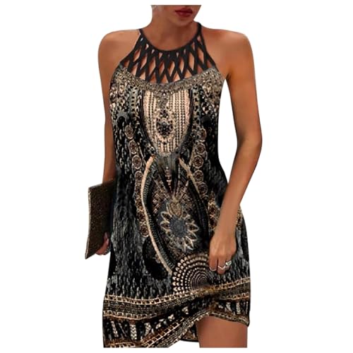 Robe imprimé ethnique sans manches idéale pour vacances et plage