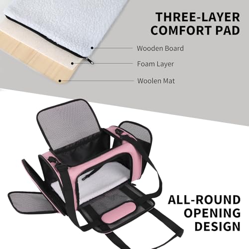 Cat Carriers Soft-Sided,Pet Carrier for Small Cats Dogs Puppies up to 1-15 LBS,TSA Airline Approved, (Medium,Pink) - Image 2