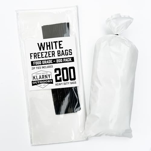 Klarny Outdoors Wild Game Freezer Bags, 1.5 LB Hunting Meat Packaging Storage System with Twist Ties for Preventing Freezer Burn (200 Bags)