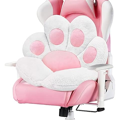 MOONBEEKI Cat Paw Cushion Comfy Kawaii Chair Plush Cushions Shape Lazy Pillow for Gamer Chair 28"x 24" Cozy Floor Cute Seat Kawaii for Girl Worker Gift, Dining Room Bedroom Decorate White Cover