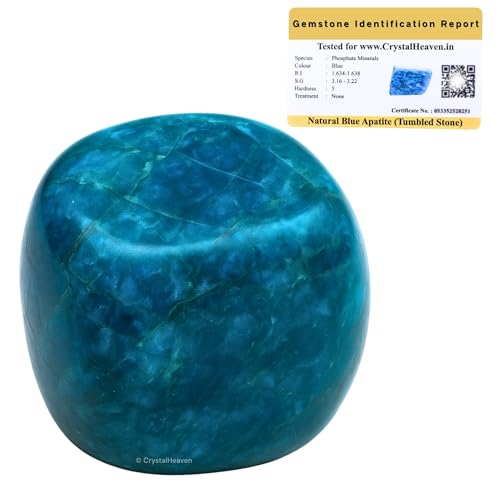 Image of Crystal Heaven Certified Apatite Healing Tumbled Stone, Natural Polished Crystals For Diy Crafts, Manifestation, Meditation, Pooja Feng Shui And Reiki Healing (30 Grams)