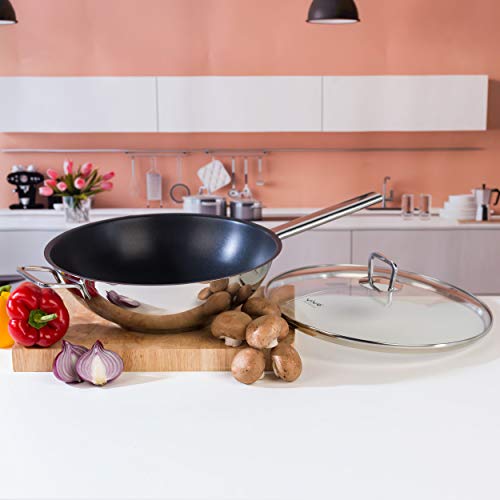Villeroy & Boch Vivo Group CW0570 Wok – 30 cm Non-Stick Coated Deep Pan with Glass Lid, Stainless Steel, Induction Suitable, Large Pan for Stir Fry with Flat Bottom, Cook with Little Or No Oil - Image 4