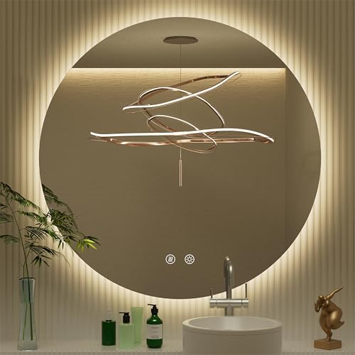 JSneijder 32 Inch Backlit Round LED Mirror for Bathroom with Anti-Fog