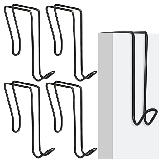 Wire Cubicle Hook Panel Wall Wire Hooks Wall Cubicle Hanger for Clothing Cubicle Mirror Picture Office Hats Bag (Black, 4 Pack)