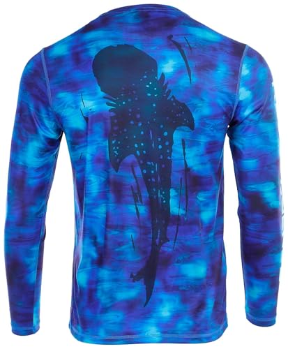 Reel Legends Mens Washout Reel-Tec Long Sleeve Top Large Blue Multi
